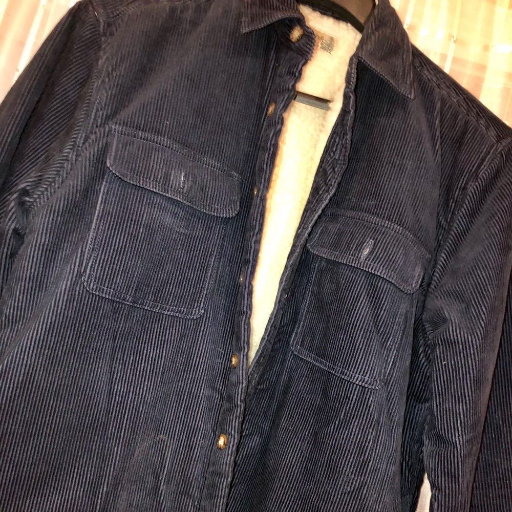 Men’s Navy Corduroy Sherpa lined buttoned Jacket